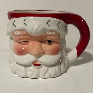 Pottery Barn Winking Santa Claus Figural 16oz Mug New